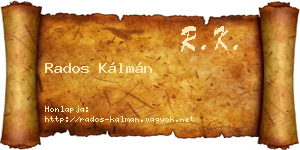 Rados Kálmán névjegykártya